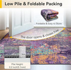 Washable Area Rugs 8'x10' Non-Slip Modern Abstract Soft for Living Room Entryway Bedroom Nursery, Print Pattern, Purple Orange Blue Green Rust Red Colorful