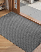 Color&Geometry Front Door Mat Indoor Non Slip Rubber Backing, 32"x48" Ultra Thin Doormat, Soft Absorbent Inside Doormat Washable Easy Clean Rugs for Entryway, Slate Gray (Rolled-up NO Creases)