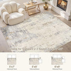 5x7 Area Rug Living Room Rugs - Washable Neutral Modern Abstract Soft Thin Rug Indoor Floor No Slip Rug Carpet for Bedroom Under Dining Table Home Office Decor - Light Brown/Gray