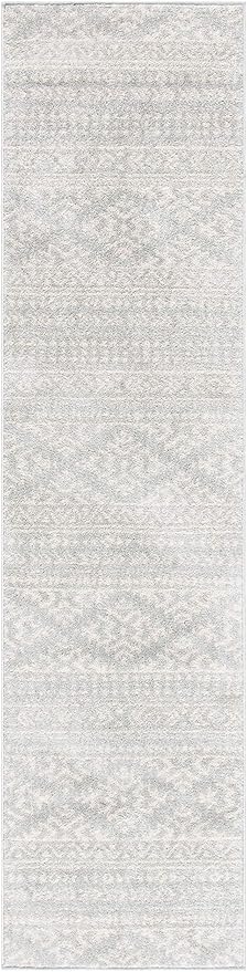 SAFAVIEH Tulum Collection Runner Rug - 2' x 19', Light Grey & Ivory, Moroccan Boho Tribal Design, Non-Shedding & Easy to Clean, Ideal for Living Room, Hallway, Foyer, Bedroom (TUL272F)