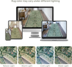 Bavni Washable Runners for Hallways 2X10, Ultra-Thin Non Slip Long Runner Rug, Print Vintage Aesthetic Carpet Runner, Low Pile Rugs for Kitchen Porch Bedroom, Green