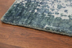 Rug Source Modern Collection, 5x8 Rug, Hand Knotted Navy Blue & Blues All-Over Rug, Oriental Viscose Silk Carpet for Foyer, Entryway and Hallway