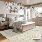 Area Rugs 5x7, Washable Rug, Stain Resistant 5x7 Area Rugs for Living Room Bedroom Dining Room, Vintage Gray Farmhouse Rug Beige