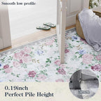 Lahome Vintage Floral 8x10 Rugs for Living Room,Large Boho Washable Rugs,Low Pile Bedroom Rug 8x10 Under Bed Carpet for Nursery Playroom Dining Room (Purple/Grey)
