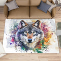 Wolf Rugs for Bedroom - 4x6 Area Rug - Graffiti Wolf Rugs for Living Room, Abstract 3D Animal Graffiti Rug, Washable Home Decor Carpet