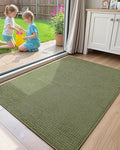 Color&Geometry Front Door Mat Indoor Non Slip Rubber Backing, 32"x48" Ultra Thin Entryway Doormat, Soft Absorbent Inside Doormat Washable Easy Clean Rugs for Entryway, Green (Rolled-up NO Creases)
