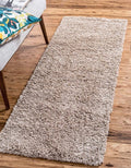 Unique Loom Solid Shag Collection Area Rug (2' x 6' 5" Runner, Taupe)