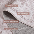 Light Pink Area Rugs 3x5 Nursery Rug for Baby Girl Neutral Floral Area Rug for Living Room, Vintage Boho Washable Rug Indoor Carpet for Bedroom Dining Room