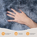 Zentavio Area Rugs for Living Room Large Rugs for Bedroom 8x10 Carpet Fluffy Fuzzy Soft Shag Aesthetic Plush High Pile Gray Throw Rug for Nursery Kids Room Dorm Tie-Dyed Blue Grey