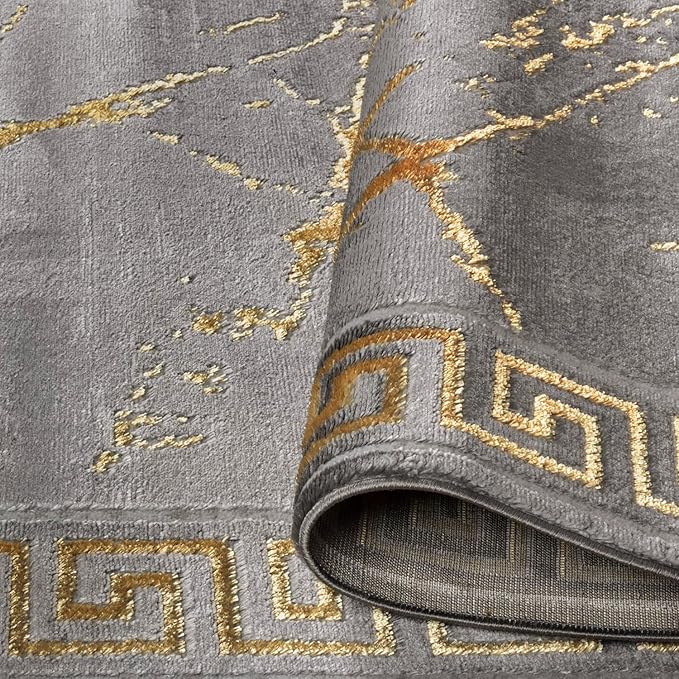 GLORY RUGS Area Rugs Marble 2x3 Grey Gold Carpet Modern Abstract Rug Living Room Dining Bedroom Rug