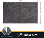 PURRUGS Dirt Trapping Door Mat 34" x 59", Non-Slip Machine Washable Entry Rug, Shoe Scraper, Dog Doormat, Super Absorbent Welcome Mat for Front & Back Door, Muddy Shoes & Paws, Light Grey-Dark Grey
