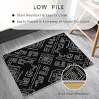 Geometric Rug, Washable 5x6 Rug for Living Room, Black and White Patterned Indoor Carpet, Modern Geometric Decor for Home, Bedroom, Soft Non Slip Thin Design FER17