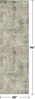 Moss Green 2'6"x8' Farmhouse Kitchen Rugs - 8ft Long Indoor Rugs for Entryway Non Slip, Washable Hallway Runners with Rubber Backing, Medallion Abstract Design Low Pile Stain Resistant Carpet