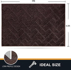 PURRUGS Easy Care Area Rug 4.5ft x 7ft, Non-Slip Machine Washable Entry Rug, Dog Door Mat, Stain Resistant Accent Rug for Hallway, Bedroom, Living Room and Mudroom, Brown