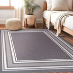 Beverly Rug Non Slip Area Rugs 8x10 Modern Bordered Non Skid Rubber Backing Soft Area Rug for Living Dining Room Easy to Clean Non Shedding Kitchen Bedroom Indoor Carpet 8 x 10 Gray