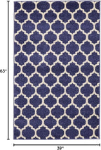 Rugs.com Lattice Collection Rug – 3' x 5' Dark Blue Medium Rug Perfect for Entryways, Kitchens, Breakfast Nooks, Accent Pieces