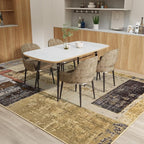 LOCHAS Rug for Living Room 6x9, Washable Soft Area Rugs for Bedroom, Abstract Carpet for Indoor Office Kids Dining Room Nursery Floor, Khaki Geometric Vintage Home Decor, Non Slip, Pet Child Friendly