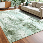 Washable Abstract Rug, 5x7 Modern Area Rugs with Non-Slip Rubber Backed for Living Room, Thin but Soft Contemporary Carpet Kitchen Bedroom Dining Room Decor, Green