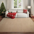 Boho Washable Area Rugs 6x9 ft, Non Slip Area Rug for Living Room, Braided Office Rugs Bedroom Rug Woven Washable Indoor Floor Carpets for Office Dining Bedroom Living Room, Easy to Clean, Brown