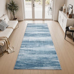 PADOOR Modern Abstract Runner Rug - 2x6 Washable Hallway Rugs, Ultra Soft Non-Slip Low Pile Floor Rugs for Hallway Entryway Kitchen Bedroom Bedside Laundry Room Blue