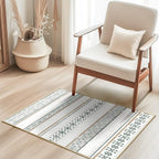 BESTSWEETIE 2x3 Area Rugs for Living Room Washable Moroccan Farmhouse Neutral Geometric Low Pile Non-Slip Soft Print Pattern Rug for Bedroom Kitchen Dining Room Entryway Green/Brown