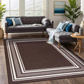 Beverly Rug Non Slip Area Rugs 5x7 Modern Bordered Non Skid Rubber Backing Soft Area Rug for Living Dining Room Easy to Clean Non Shedding Kitchen Bedroom Indoor Carpet 5 x 7 Brown