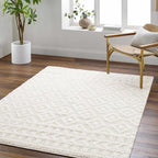 Hauteloom Eivin Living Room, Bedroom Area Rug - Contemporary - Plush Pile - Cream - 18" Sample
