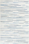 Dash & Albert Elwood Blue Machine Washable Rug, 4 X 6 Feet, Blue Stripe Pattern - Premium Luxury Hotel Quality Soft Breathable Hypoallergenic Machine Washable Easy Care All Season Comfortable