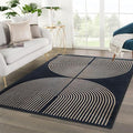 Modern Rainbow Area Rug 3x5 Black Soft Non-Skid Washable Indoor Outdoor Rug, Abstract Living Room Bedroom Carpet for Home Office Patio