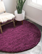 Unique Loom Solid Shag Collection Area Rug (7' 1" Round, Eggplant Purple)