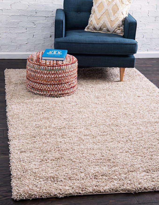 Unique Loom Solid Shag Collection Area Rug (8' x 11' Rectangle, Taupe)