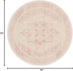 RUGGABLE Washable Area Rug – Kamran Soft Pink 6 ft Round, Stain-Resistant, Non-Slip – Medium Machine Washable Rugs for Living Room, Bedroom, Hallway, Entryway & Office–with Cushioned Pad