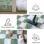 6x9 Area Rugs for Living Room Bedroom, Soft Fluffy Shaggy Bedside Rug, Indoor Floor Carpet for Kids Playroom, Dorms, Nursery Rooms, Home Decor (Green & White 6'x9')