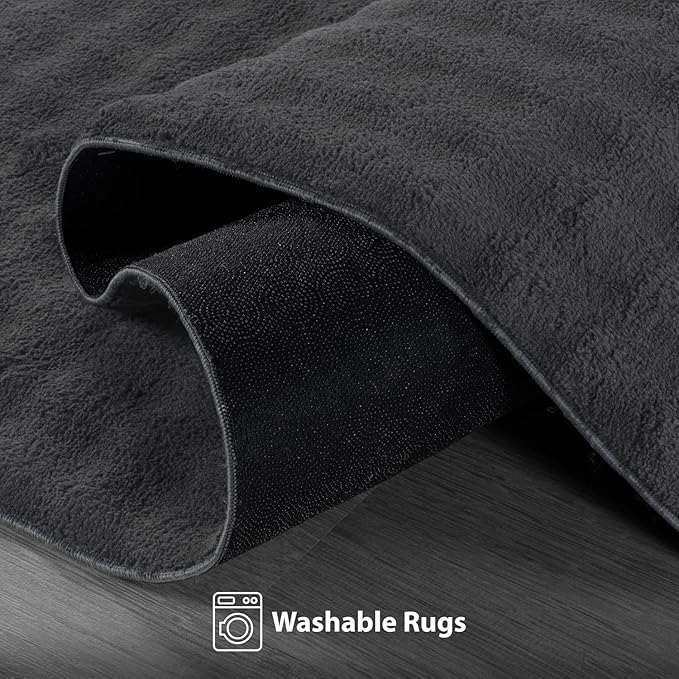 CAMILSON Modern Dark Gray Non Slip Rug 5x7 Ultra Soft High Pile Area Rugs Non Skid Rubber Backing Durable & Easy to Clean Carpet for Living Room Bedroom Kids Room Indoor Use (5 x 7 Dark Gray)