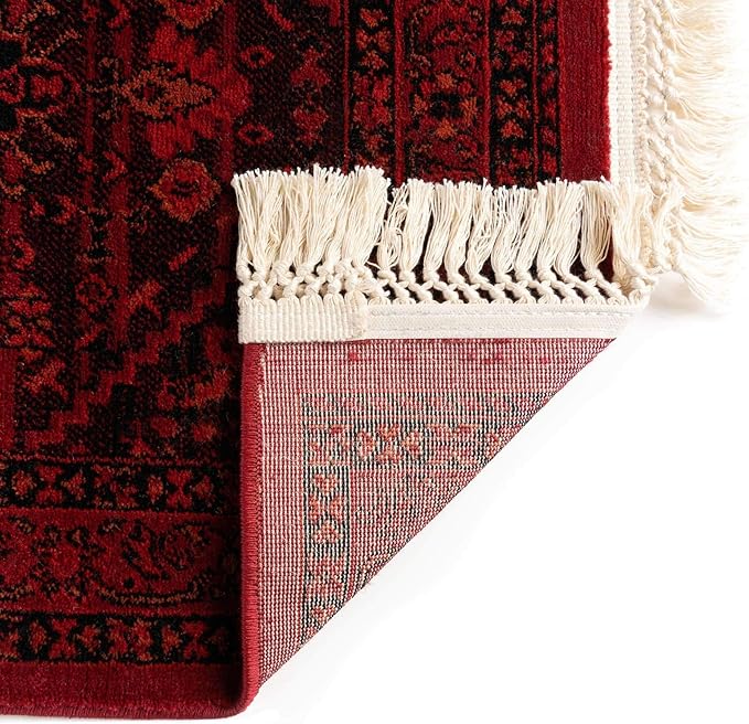 Unique Loom Tekke Collection Area Rug - Sheibani (7' 10" Square, Red/ Black)