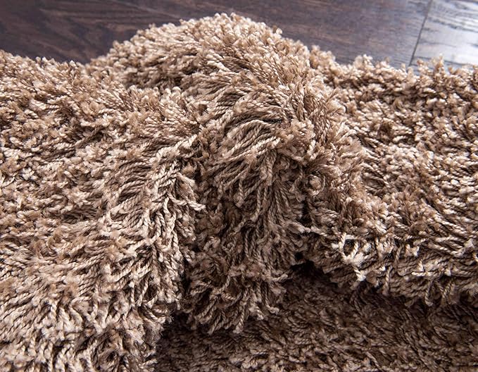 Unique Loom Solid Shag Collection Area Rug (2' 6" x 16' 5" Runner, Sandy Brown)