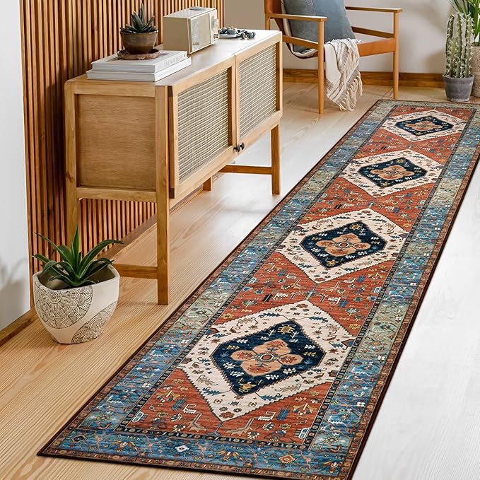 Lahome Boho Kitchen Runner Rug - 2x8 Runners for Hallways Washable Non-Slip Runner Rugs Ultra-Thin Laundry Room Rug Oriental Throw Carpet Runner for Entrance Bathroom Bedroom Living Dinning Room Foyer