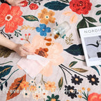 Rugcomf Round Rug 4ft Washable Circle Rug Non Slip Low Pile Boho Floral Small Circular Rug for Bedroom, Bathroom, Entryway, Kids Room, Office, College Dorm(Beige)