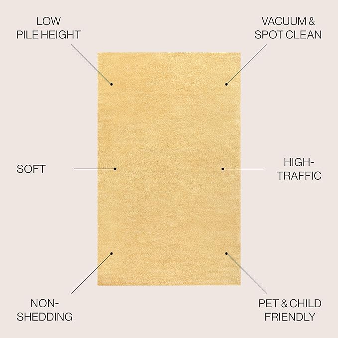JONATHAN Y Haze Solid Low-Pile Mustard Indoor Area Rug 9x12, Coastal,Bohemian,Minimalist,Classic, Easy-Cleaning for Living Room,Bedroom,Kitchen,Pet Friendly,Non-Shedding (SEU100B-9)
