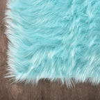 Latepis Light Blue Fur Round Rug 3ft Faux Sheepskin Circle Rug for Living Room Boho Rugs Bedroom Rugs Fluffy Rug for Teen Room Dorm Cute Room Décor