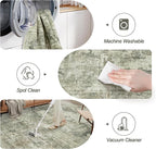 Area Rug 6x9 Abstract Living Room Washable Rugs Green Black Non Slip Low Pile Carpet for Bedroom Dining Room Foldable Thin