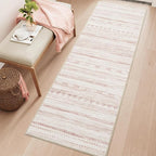 2x8 Pink Runner Rug Machine Washable Non Slip Area Rug Distressed Neutral Moroccan Boho Rug Ultra Soft Floor Runners for Hallways for Entryway Laundry Room Kitchen