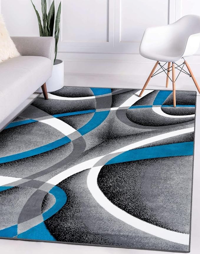 2305 Geometric Abstract Turquoise 2x3 Area Rugs for Entryway