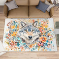 2x4 Wolf Runner Rug for Hallway - Watercolor Florals Kitchen Mat, Animals Kitchen Runner Rug Soft Non Slip Anti Fatigue for Laundry Room Indoor Hallways