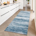 PADOOR Modern Abstract Runner Rug - 2x8 Washable Hallway Rugs, Ultra Soft Non-Slip Low Pile Floor Rugs for Hallway Entryway Kitchen Bedroom Bedside Laundry Room Blue