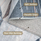 HOMFINE Washable Modern Area Rug - Geometry Style 4x6 Rugs for Living Room, Bedroom, Machine Washable Rug Soft Non Slip Non Shedding Area Rug - Blue, 4'x6'