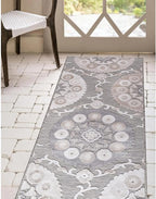 CAMILSON Runner Outdoor Rugs Oriental Retro Traditional Floral Medallion Area Rug 2x10 Non-Shedding Stain Resistant Indoor Carpet for Bathroom Hallway Kitchen Office (2 x 10 / Beige)