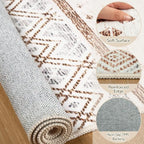 BESTSWEETIE 2x8 Area Rugs for Living Room Washable Moroccan Farmhouse Neutral Geometric Low Pile Non-Slip Soft Print Pattern Rug for Bedroom Kitchen Dining Room Entryway Cream/Brown/Pink