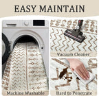 4x6 Machine Washable Area Rug for Living Room, Brown White Vintage Moroccan Rug Large Non-Slip Low Pile Soft Faux Wool Carpet, Kids and Pets Friendly for Bedroom Dining Room Farmhouse Home Decor Rug