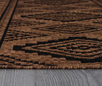 Beverly Rug Waikiki Boho Indoor Outdoor Rug 8x10, Washable Outside Carpet for Patio, Deck, Porch, Bohemian Area Rug, Farmhouse Rugs, Aztec Tribal Rug, Nut Brown and Black